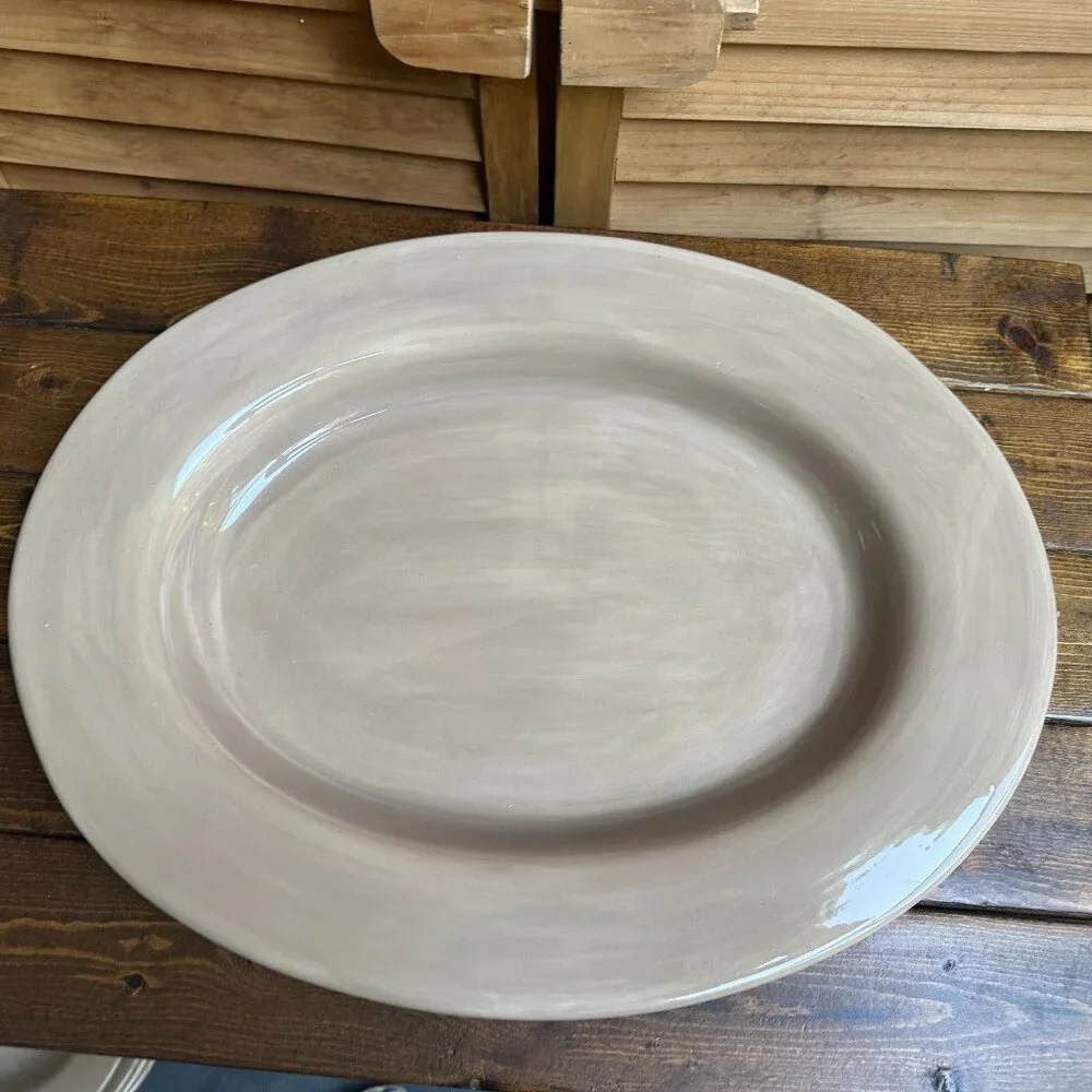 Pottery Barn Sausalito Oval Serving Platter – Taupe Stoneware